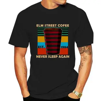 Elm Street Kohvi Ei Maga Kunagi Uuesti Vintage Tops Tee T-Särk Must, Tumesinine Meeste Naiste T-Särk Digitaalne Trükitud