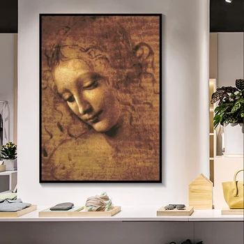 Pea Naine, Leonardo Da Vinci Lõuendile Maali Plakatid ja Pildid Seina Art Pilt elutuba Home Decor Cuadros